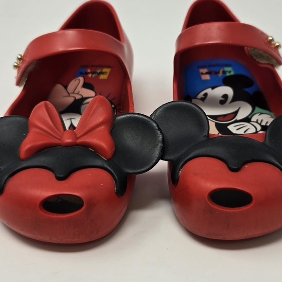 MINI MELISSA RUBBER MARY JANE MICKEY & MINNIE MOUSE RED SHOES EARS GIRLS SIZE 10 - Picture 6 of 16